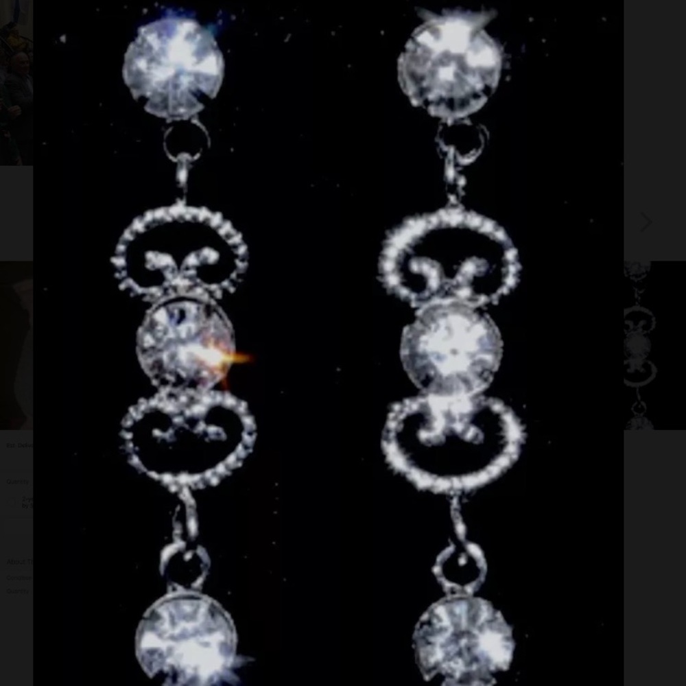 Drop Dangle Earrings silver rhinestone bridal prom